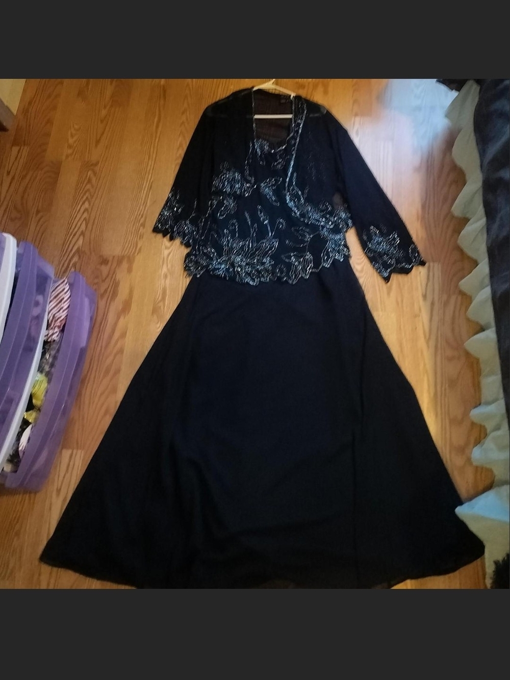 J Kara Black Embellished Maxi Skirt Set